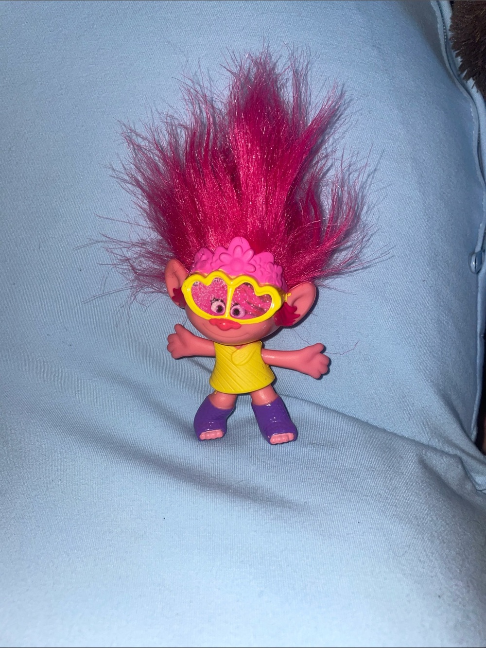Trolls Doll with Bright Pink Hair, Yellow Dress & Purple Boots